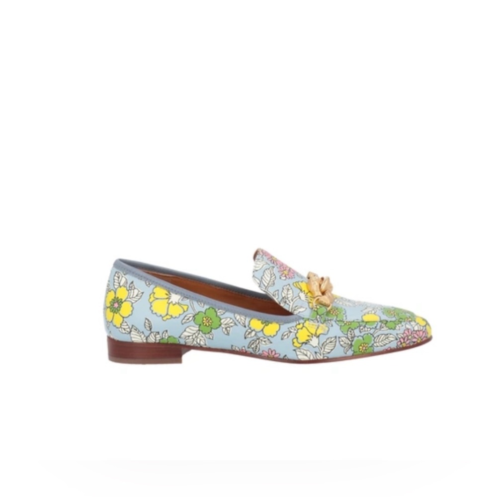 TORY BURCH Blue Wallpaper Floral Leather Loafers - Women’s Size 6 - New In Box - Picture 6 of 8